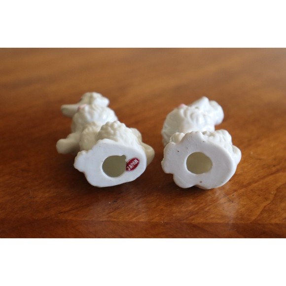 Lot of 2 Vintage Ceramic White Poodle W/ Pink Bow Japan 1950-60s Sitting Begging - Picture 10 of 11